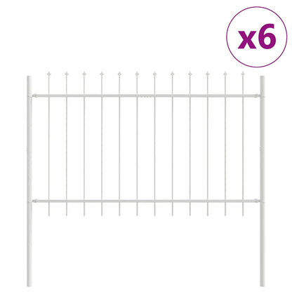 Garden Fence 6 pcs White 10.2 x 0.8 m Powder-coated Steel