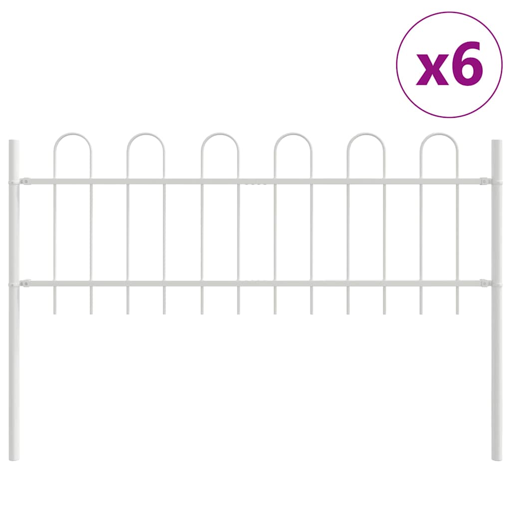 Garden Fence 6 pcs White 10.2 x 0.6 m Powder-coated Steel