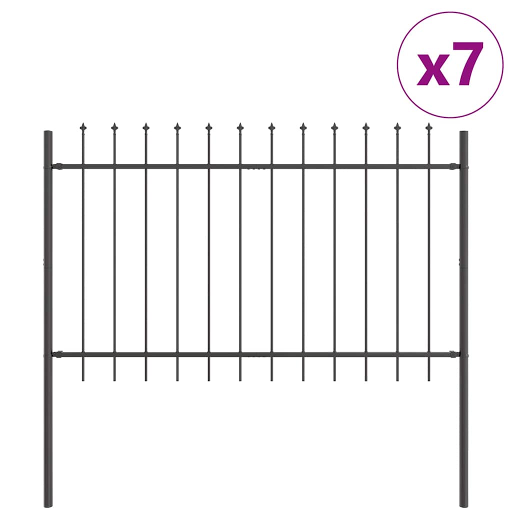 Garden Fence 7 pcs Grey 11.9 x 1 m Powder-coated Steel