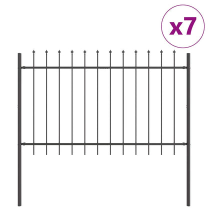 Garden Fence 7 pcs Grey 11.9 x 1 m Powder-coated Steel