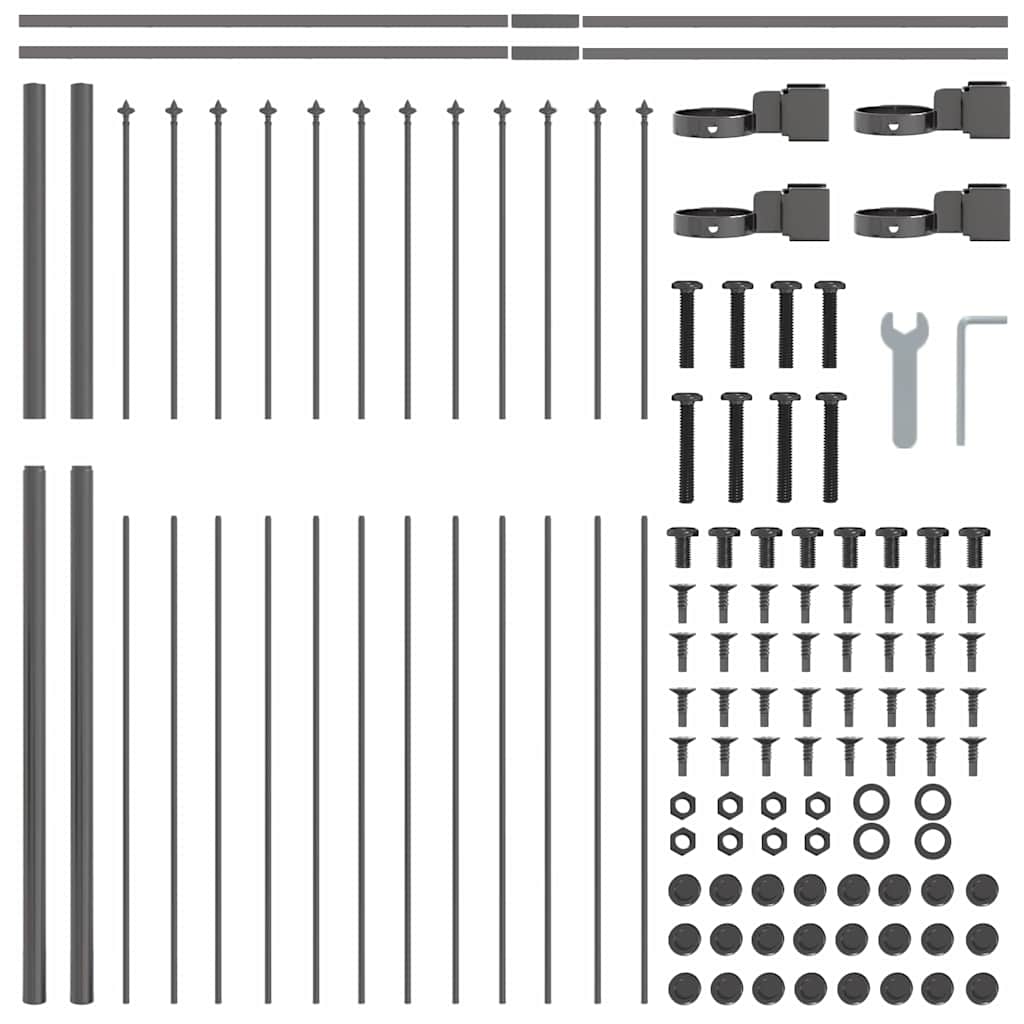 Garden Fence 7 pcs Grey 11.9 x 1.5 m Powder-coated Steel