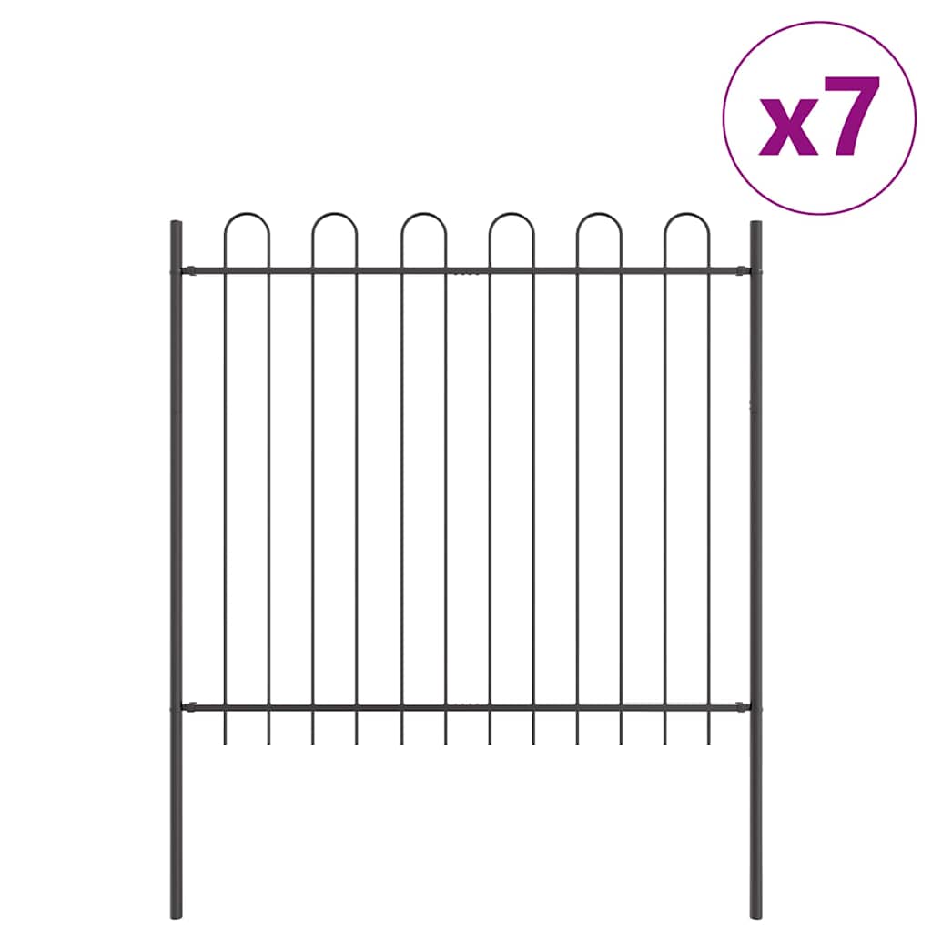 Garden Fence 7 pcs Grey 11.9 x 1.5 m Powder-coated Steel
