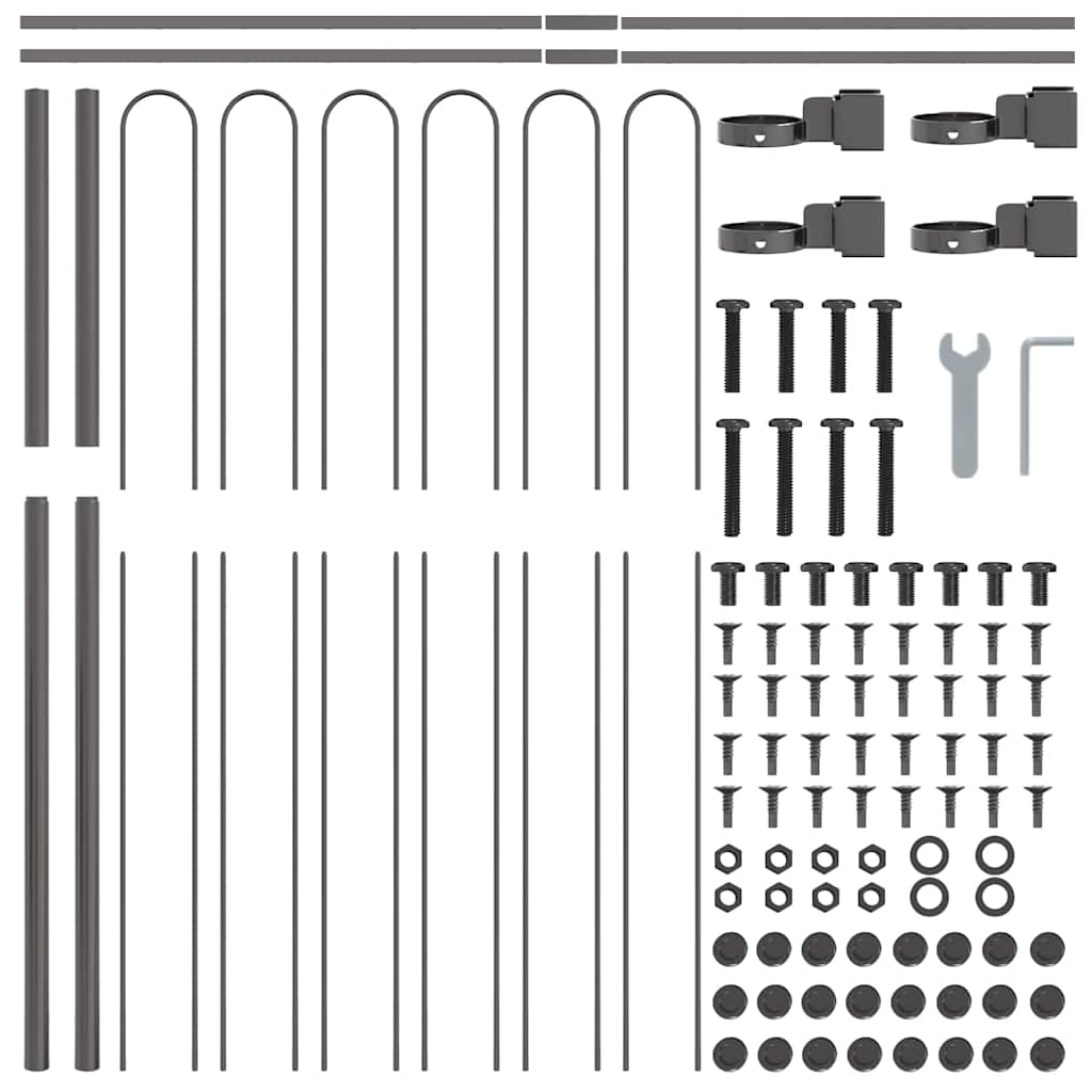 Garden Fence 7 pcs Grey 11.9 x 1.5 m Powder-coated Steel