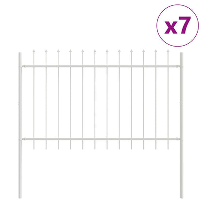 Garden Fence 7 pcs White 11.9 x 1 m Powder-coated Steel