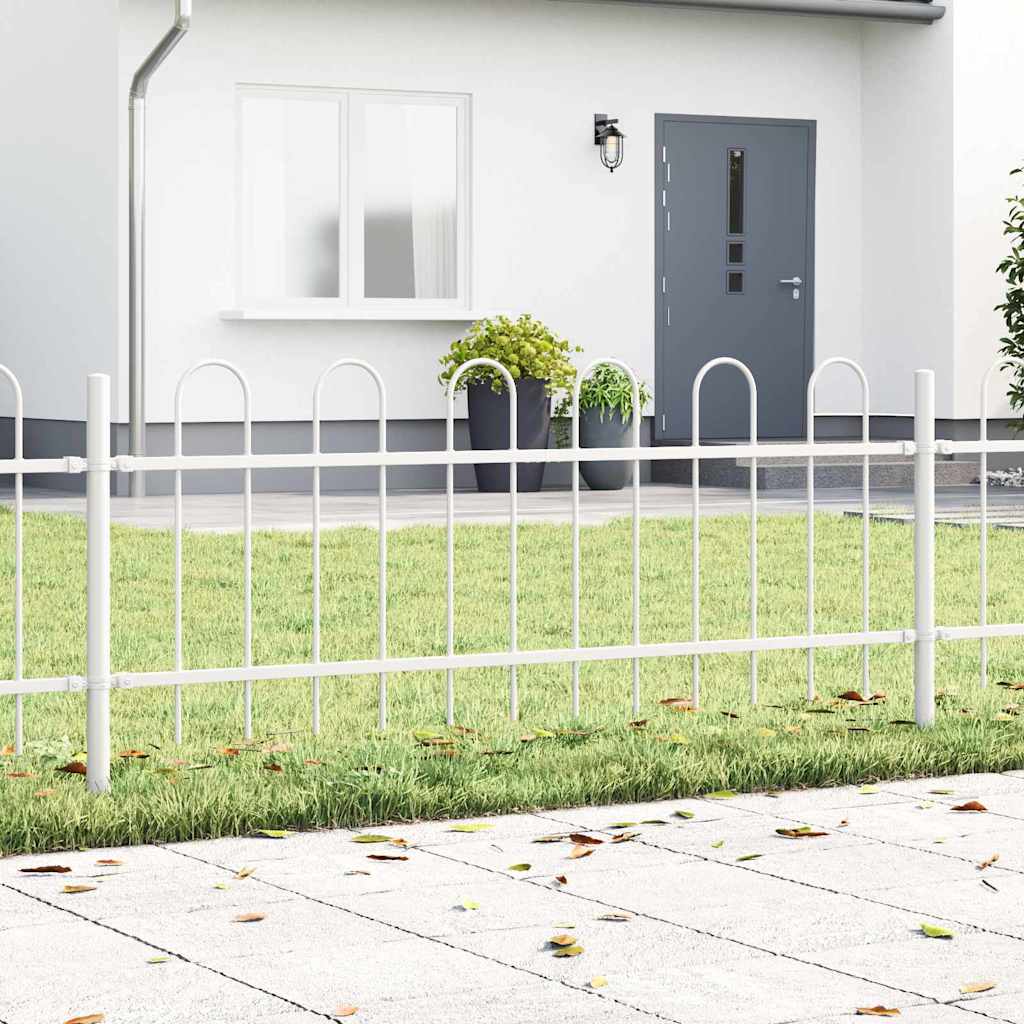Garden Fence 7 pcs White 11.9 x 0.6 m Powder-coated Steel