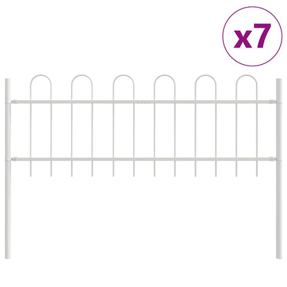 Garden Fence 7 pcs White 11.9 x 0.6 m Powder-coated Steel