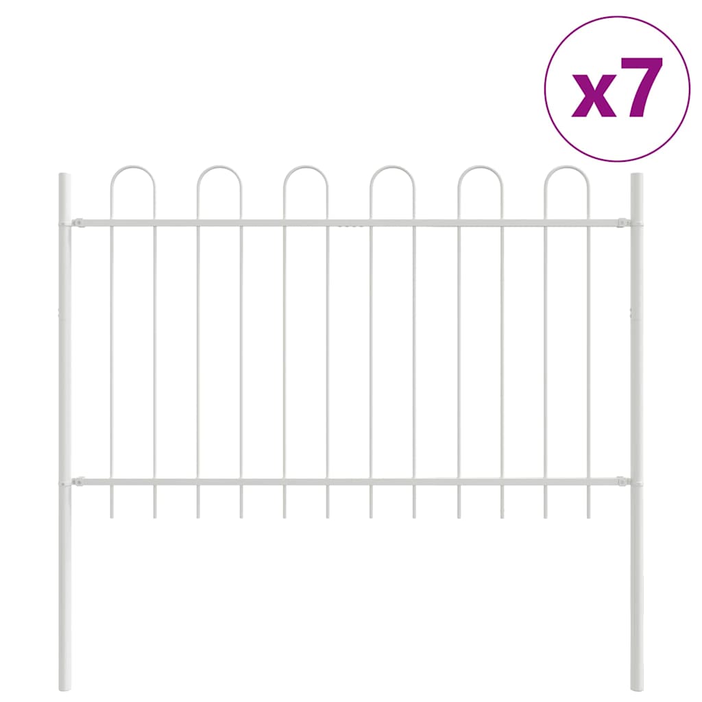 Garden Fence 7 pcs White 11.9 x 1 m Powder-coated Steel