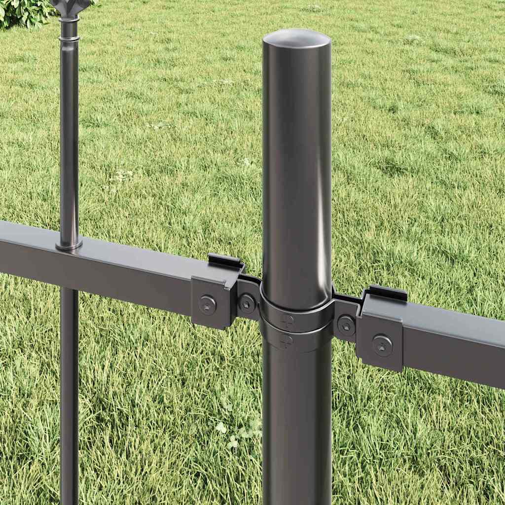 Garden Fence 8 pcs Grey 13.6 x 1 m Powder-coated Steel