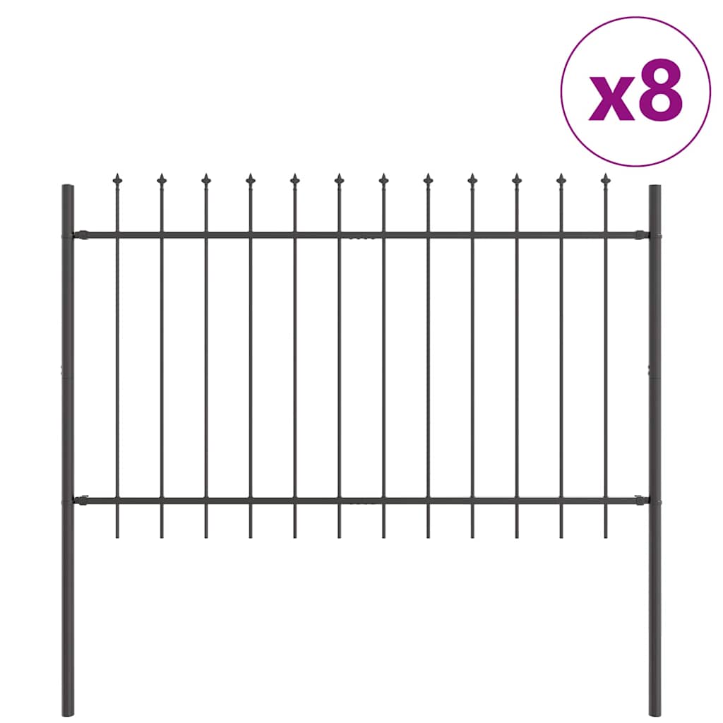 Garden Fence 8 pcs Grey 13.6 x 1 m Powder-coated Steel