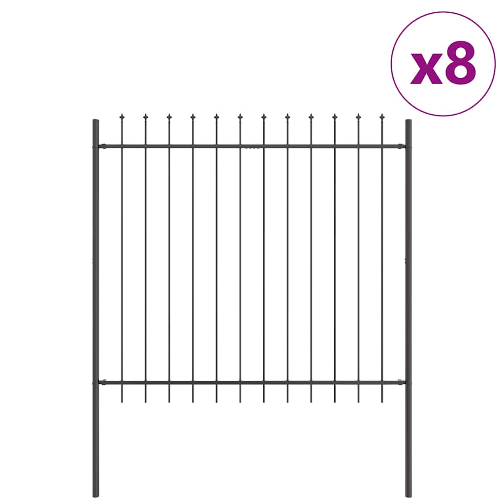 Garden Fence 8 pcs Grey 13.6 x 1.5 m Powder-coated Steel