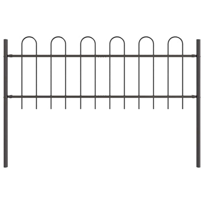 Garden Fence 8 pcs Grey 13.6 x 0.6 m Powder-coated Steel