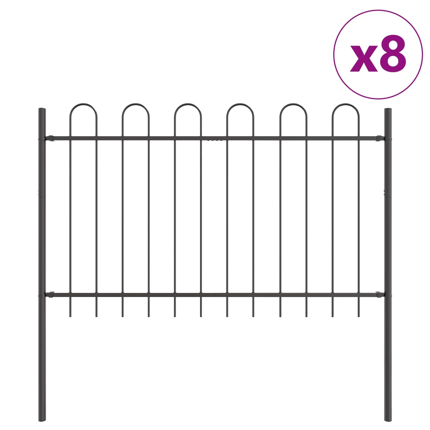Garden Fence BOXTEL 8 pcs 13.6 x 1 m Powder-coated Steel Grey
