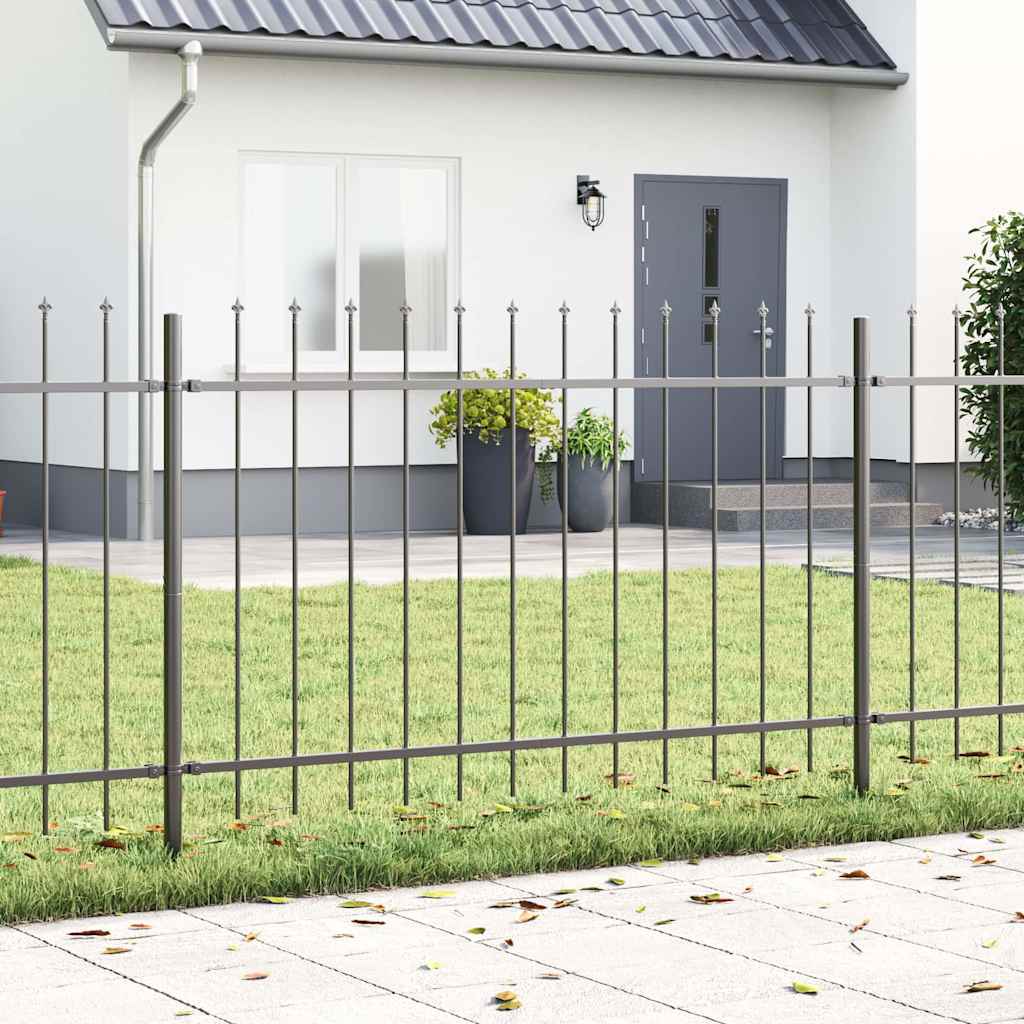 Garden Fence 9 pcs Grey 15.3 x 1 m Powder-coated Steel