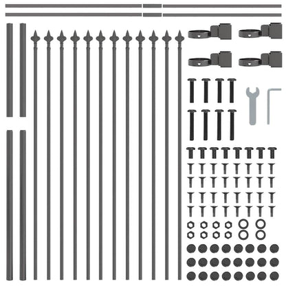 Garden Fence 9 pcs Grey 15.3 x 1 m Powder-coated Steel