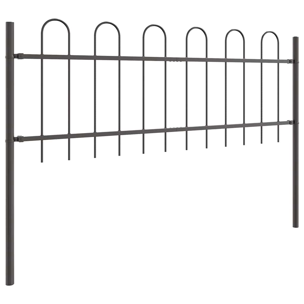 Garden Fence 9 pcs Grey 15.3 x 0.6 m Powder-coated Steel