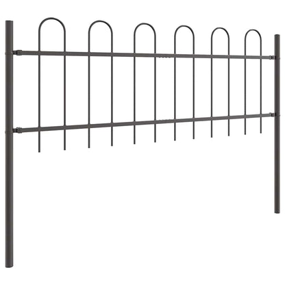 Garden Fence 9 pcs Grey 15.3 x 0.6 m Powder-coated Steel