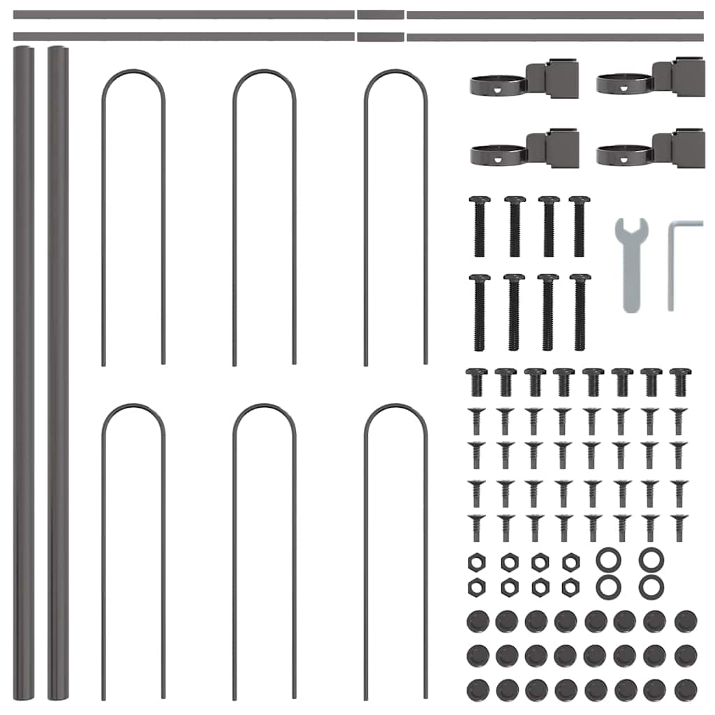 Garden Fence 9 pcs Grey 15.3 x 0.6 m Powder-coated Steel