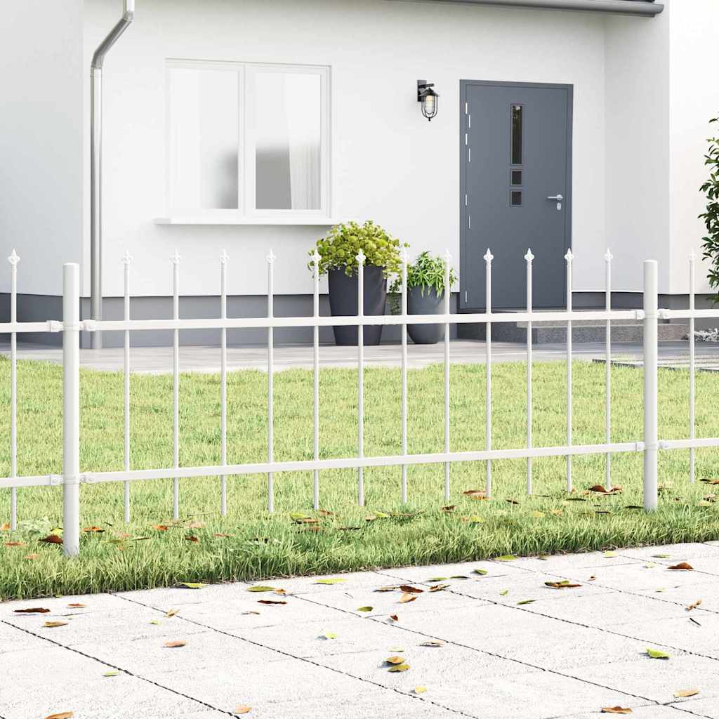 Garden Fence 9 pcs White 15.3 x 0.6 m Powder-coated Steel