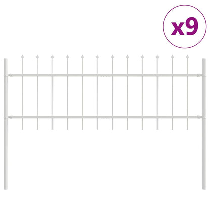 Garden Fence 9 pcs White 15.3 x 0.6 m Powder-coated Steel