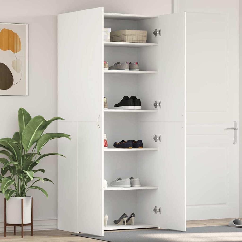Shoe Cabinet 80 x 35.5 x 180 cm Engineered Wood White