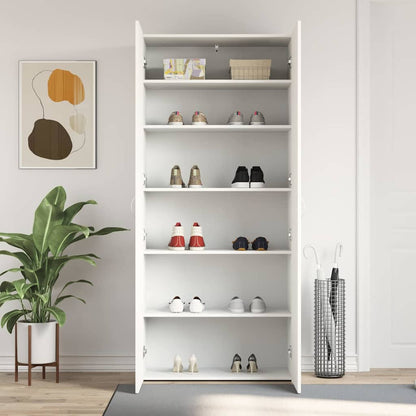 Shoe Cabinet 80 x 35.5 x 180 cm Engineered Wood White