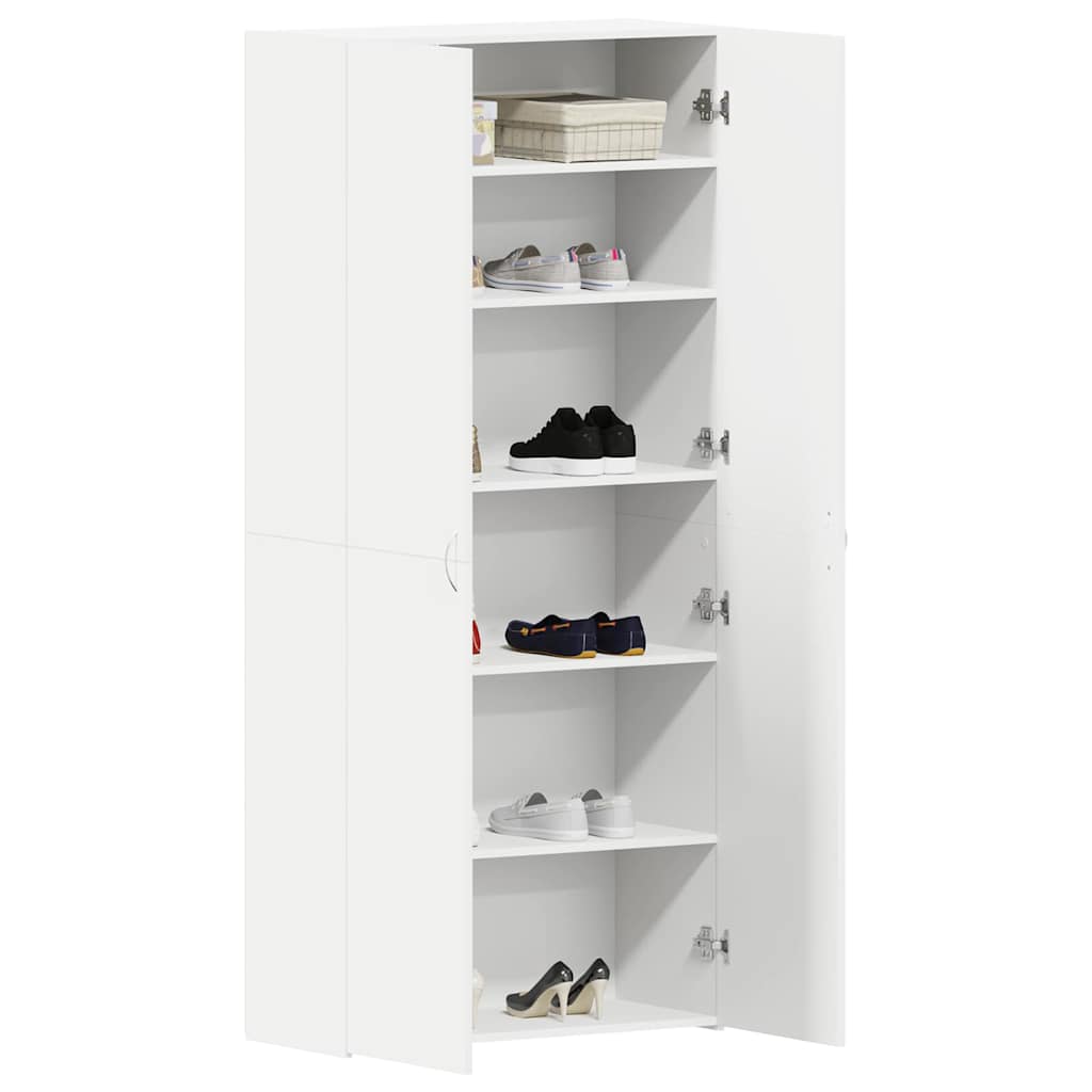 Shoe Cabinet 80 x 35.5 x 180 cm Engineered Wood White
