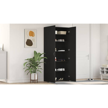 Shoe Cabinet with Door Black 80 x 35.5 x 180 cm Engineered wood