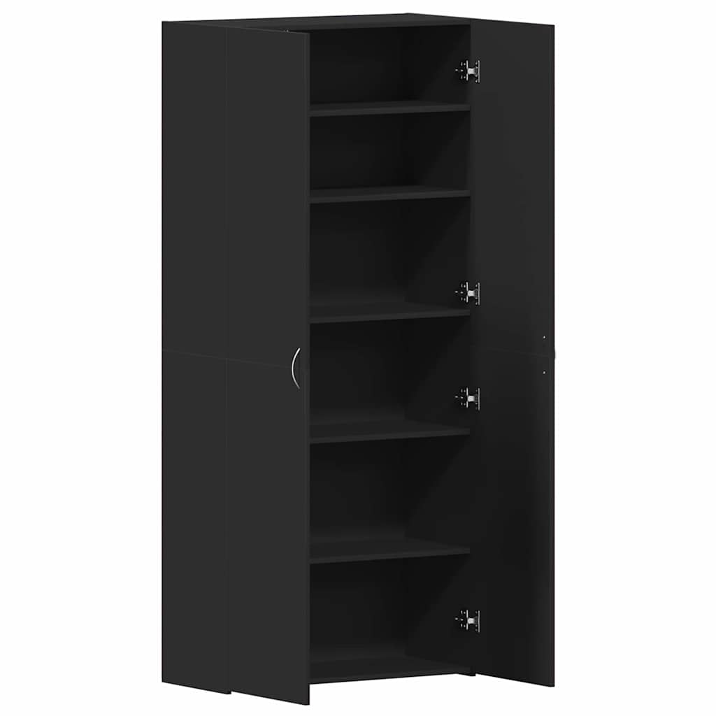 Shoe Cabinet 80 x 35.5 x 180 cm Engineered Wood Black