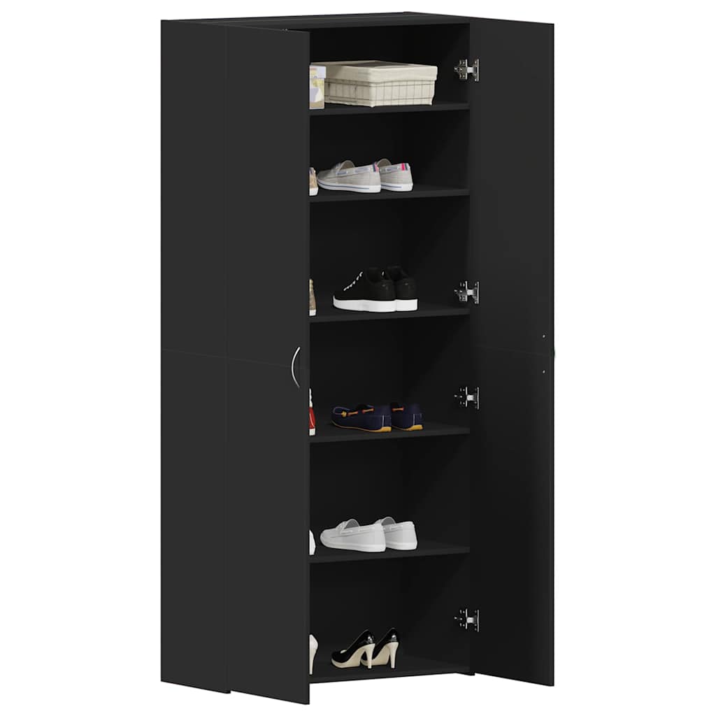 Shoe Cabinet 80 x 35.5 x 180 cm Engineered Wood Black