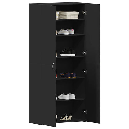 Shoe Cabinet 80 x 35.5 x 180 cm Engineered Wood Black