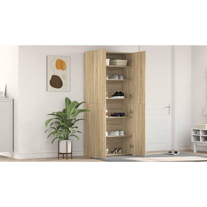 Shoe Cabinet with Door Brown 80 x 35.5 x 180 cm Engineered wood