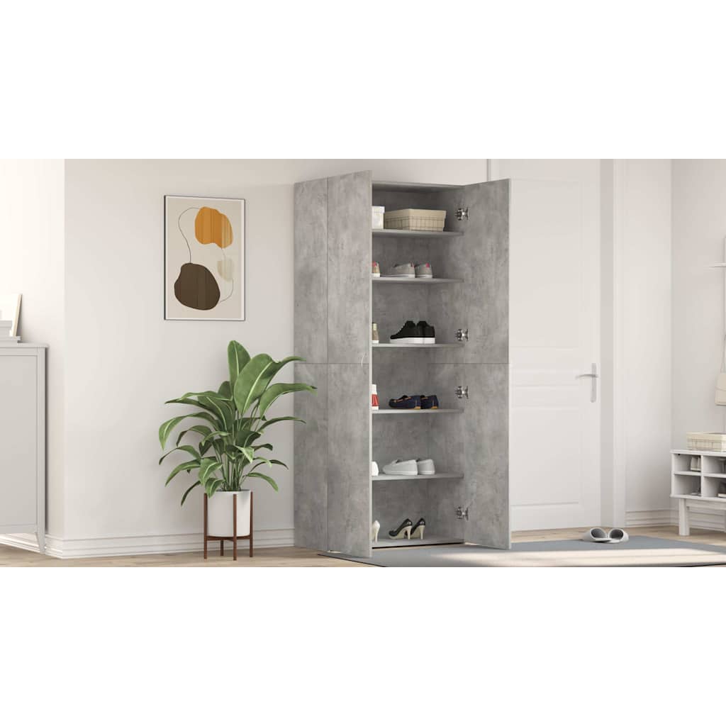 Shoe Cabinet with Shelf Grey 80 x 35.5 x 180 cm Engineered wood