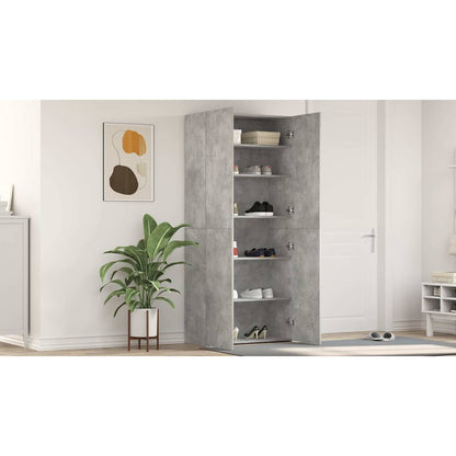 Shoe Cabinet with Shelf Grey 80 x 35.5 x 180 cm Engineered wood