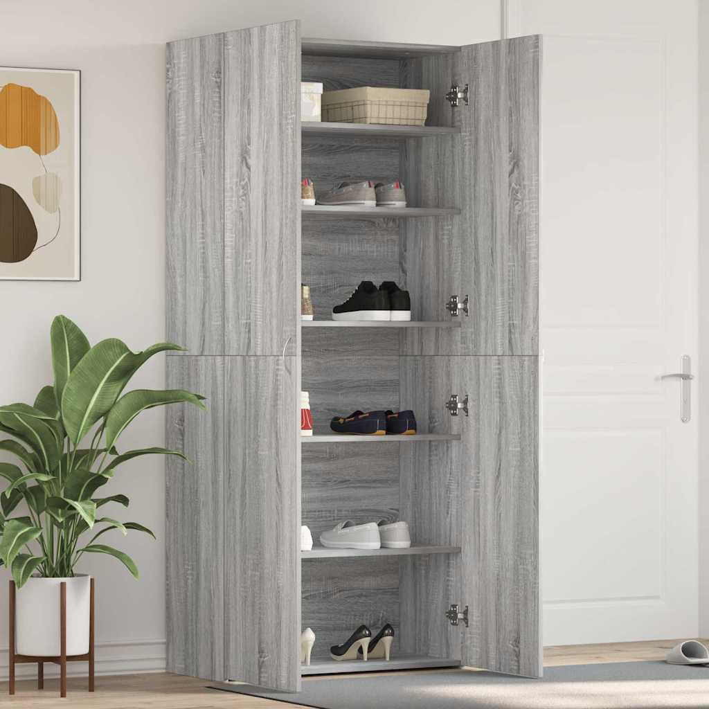 Shoe Cabinet 80 x 35.5 x 180 cm Engineered Wood Grey