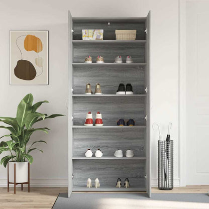 Shoe Cabinet 80 x 35.5 x 180 cm Engineered Wood Grey