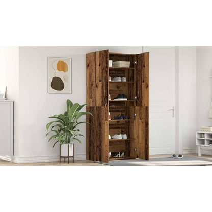 Shoe Cabinet with Door Brown 80 x 35.5 x 180 cm Engineered wood