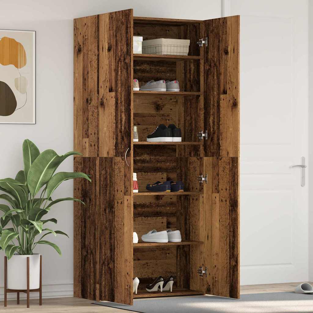 Shoe Cabinet with Door Brown 80 x 35.5 x 180 cm Engineered wood
