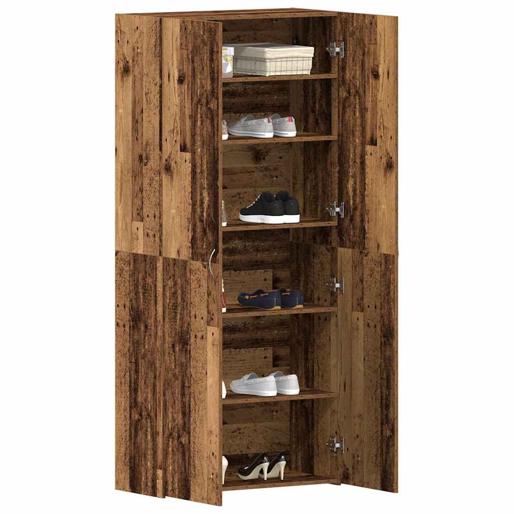 Shoe Cabinet with Door Brown 80 x 35.5 x 180 cm Engineered wood