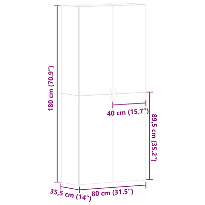Shoe Cabinet with Door Brown 80 x 35.5 x 180 cm Engineered wood