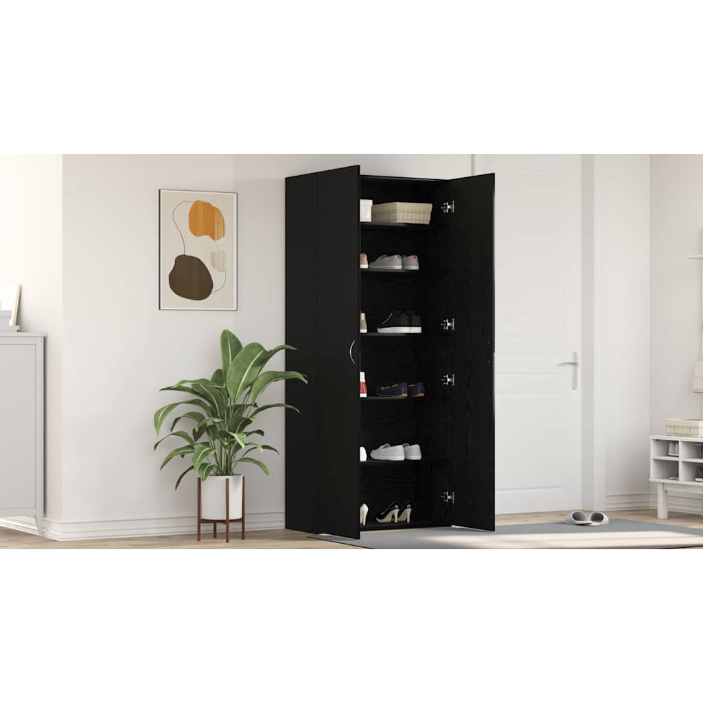 Shoe Cabinet with Door Black 80 x 35.5 x 180 cm Engineered wood