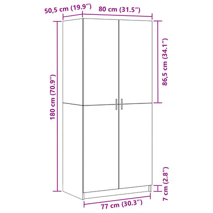 Wardrobe Black Oak 80 x 50.5 x 180 cm Engineered Wood