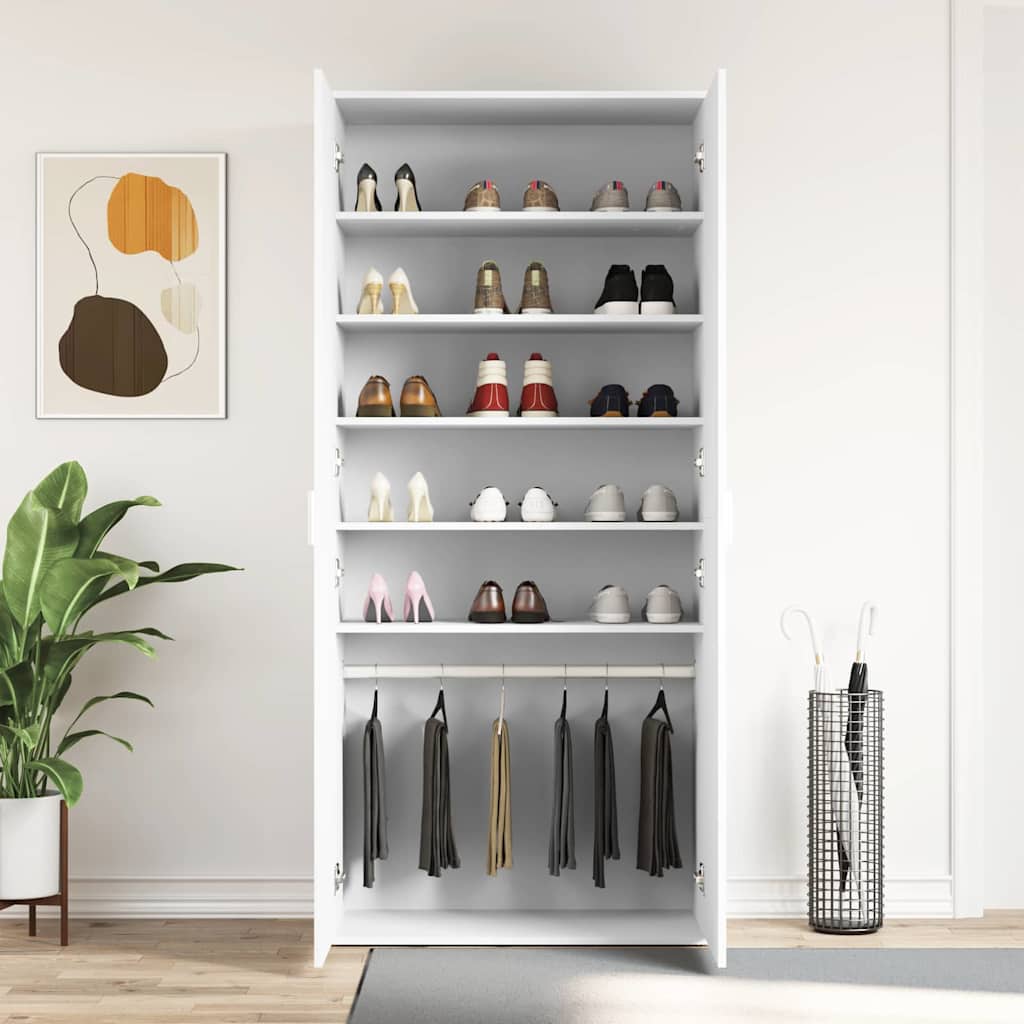 Shoe Cabinet 80 x 39 x 178 cm Engineered Wood White