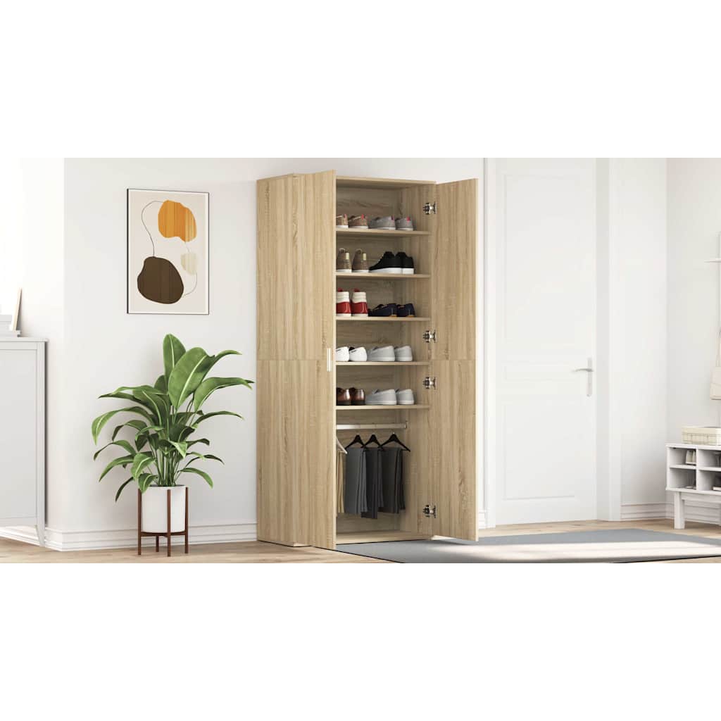 Shoe Cabinet Sonoma Oak 80 x 39 x 178 cm Engineered Wood