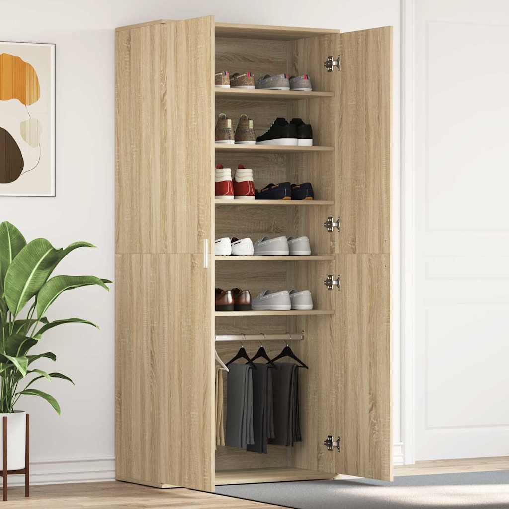 Shoe Cabinet Sonoma Oak 80 x 39 x 178 cm Engineered Wood