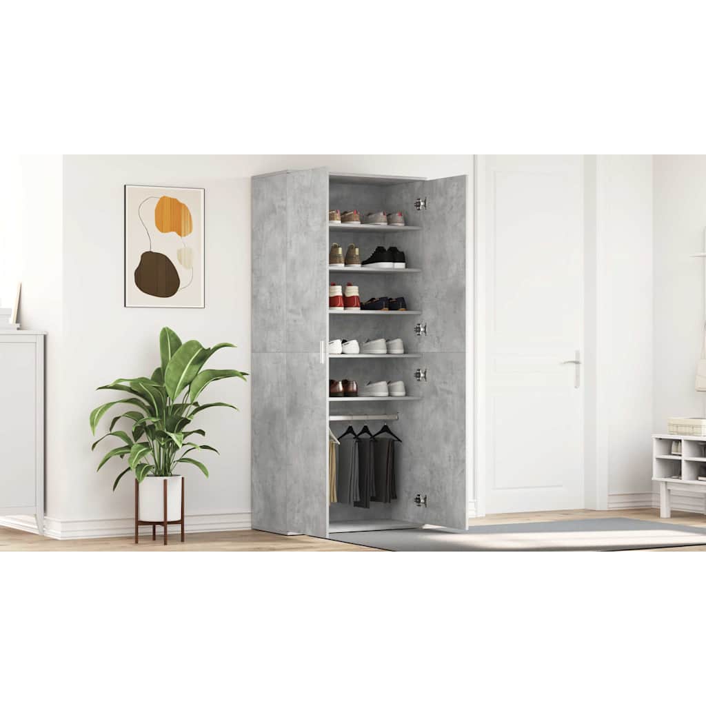 Shoe Cabinet Concrete Grey 80 x 39 x 178 cm Engineered Wood