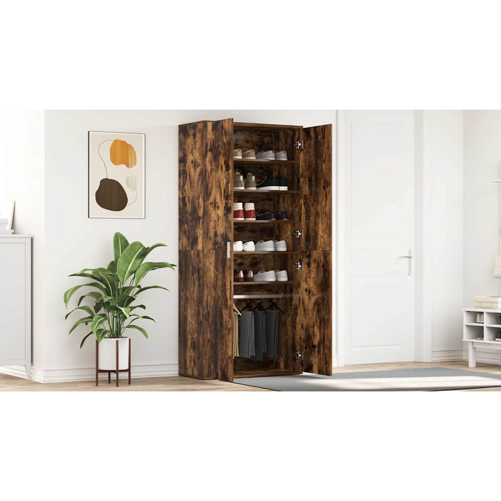 Shoe Cabinet Smoked Oak 80 x 39 x 178 cm Engineered Wood