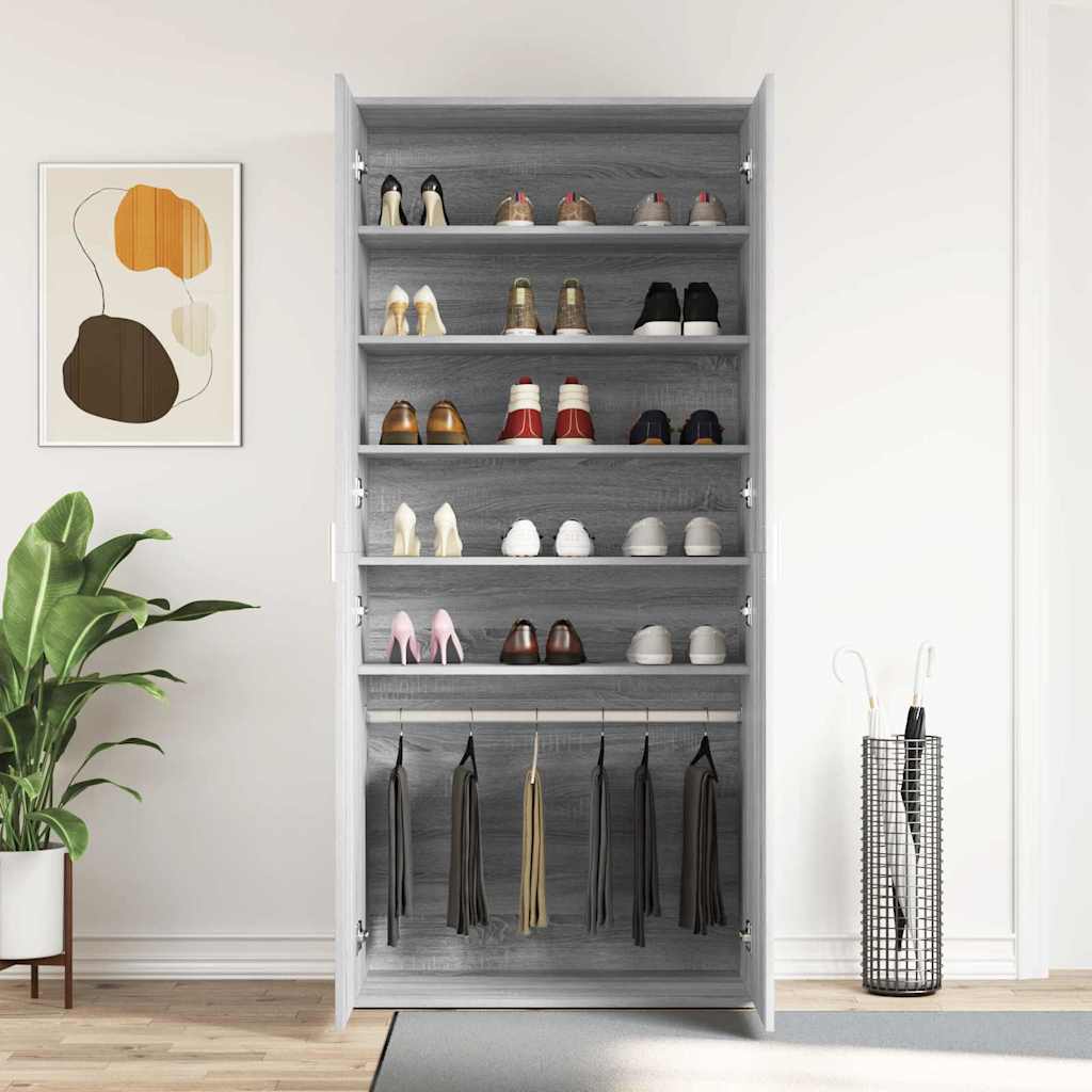 Shoe Cabinet 80 x 39 x 178 cm Engineered Wood Grey Sonoma
