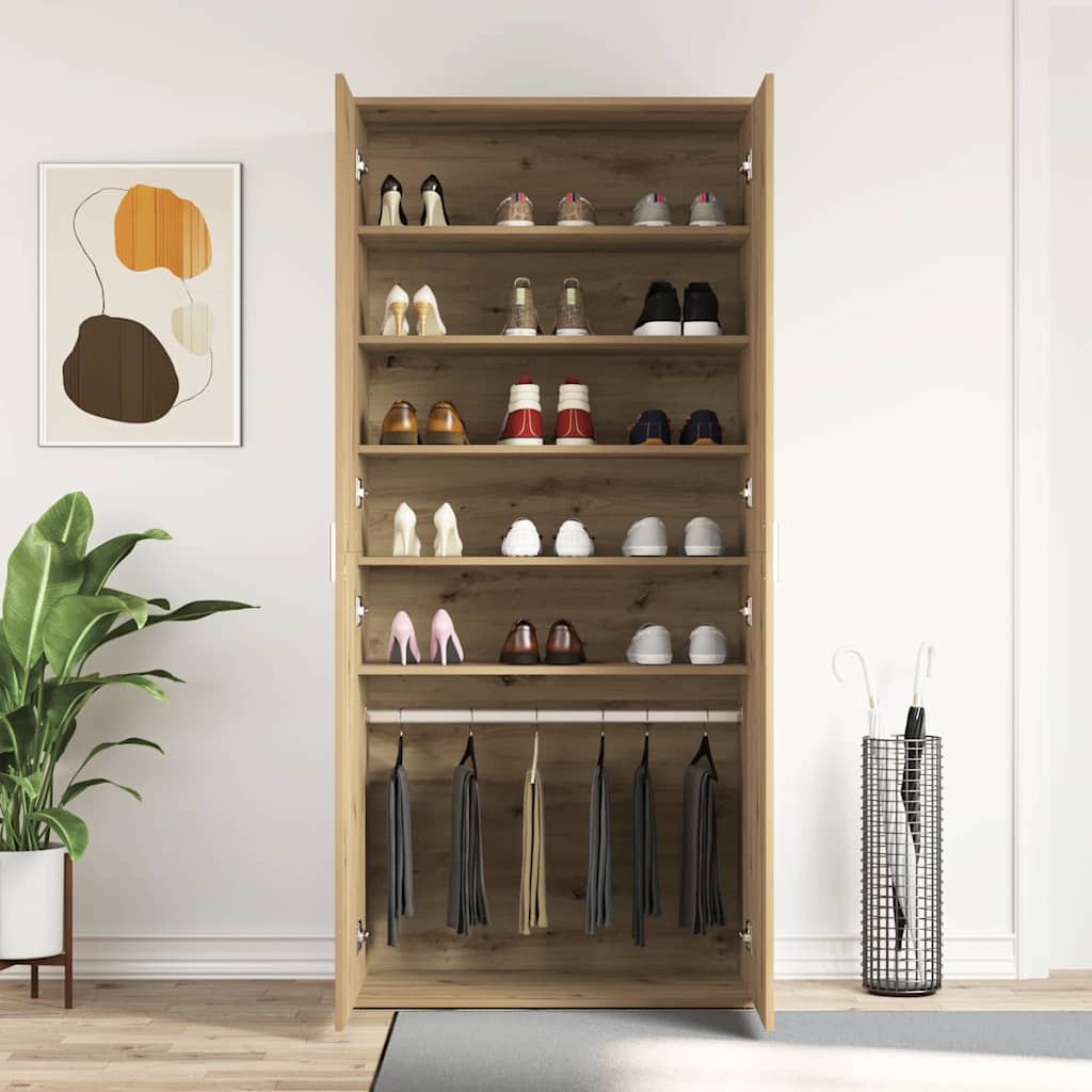 Shoe Cabinet 80 x 39 x 178 cm Engineered Wood Artisan Oak