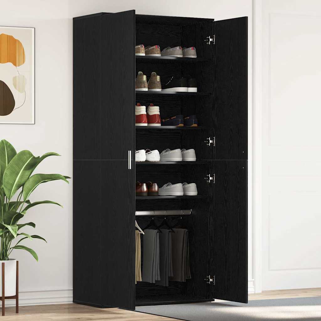 Shoe Cabinet Black Oak 80 x 39 x 178 cm Engineered Wood