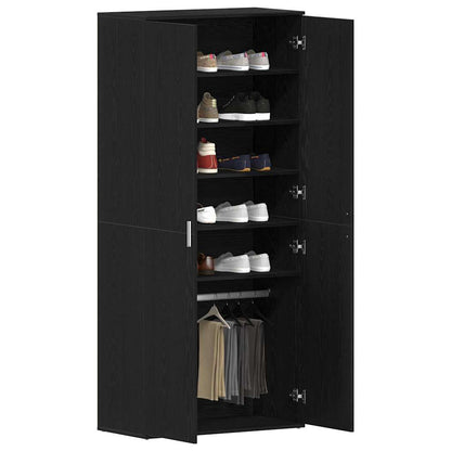 Shoe Cabinet Black Oak 80 x 39 x 178 cm Engineered Wood